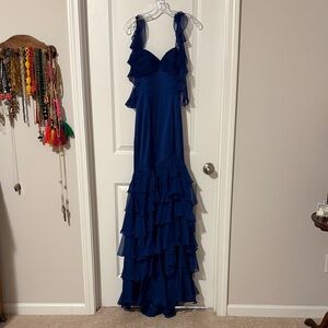 Sherri Hill Navy Layered Maxi Dress